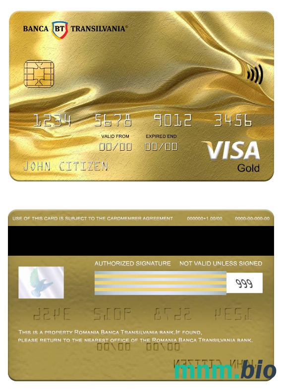 Romania Banca Transilvania bank visa złoto karta przykład w formacie PSD